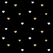 Black White Gold Seamless Vector Pattern Background Illustration With Hearts

