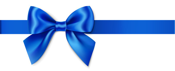 Wall Mural - decorative blue bow with horizontal ribbon. vector bow for page decor