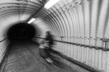Aufkleber - biker riding on bicycle in tunnel