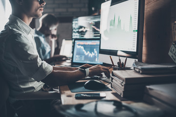 Man working on computer at office