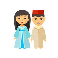 Wall Mural - Moroccan couple in national costume icon