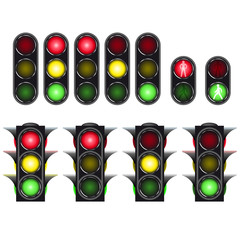 Traffic light set isolated on white background. For Your business. Vetor Illustration