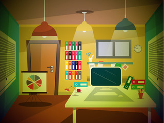 Poster - Office Room Retro Vector Cartoon