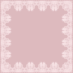 Wall Mural - pink lace frame