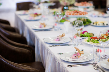 The elegant dinner table at restaurant