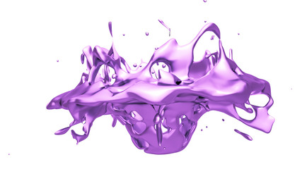 Wall Mural - Isolated splash of purple paint on a white background. 3d illust