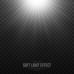 Soft silver light effect on transparent background vector illustration