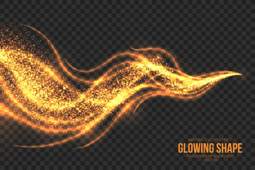 Wall Mural - abstract bright golden shimmer glowing burning shape on transparent background vector illustration