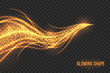 Wall Mural - abstract bright golden shimmer glowing burning shape on transparent background vector illustration