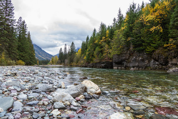 pristine glacial river flow