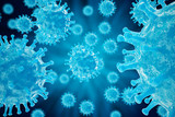 Fototapeta  - 3d rendering viruses in infected organism, viral disease epidemic, virus abstract background