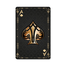 Ace Of Spades. Playing Card Vintage Style. Casino And Poker. Modern Art On An Antique Background. Black And Gold Design With A Pattern.