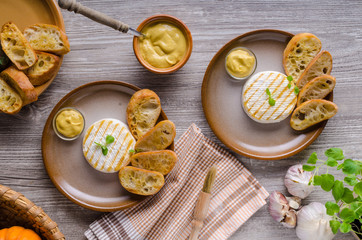 Grilled camembert with dijon mustard