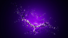 Isolated Splash Of Water With Splashes And Drops On A Black Back