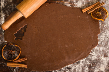 Wall Mural - Preparing gingerbread. Rolling the dough.