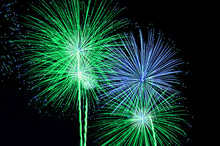 Green And Blue Fireworks