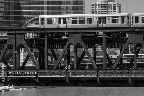 Train in downtown Chicago chicago, train, street, outdoors, usa, Poster