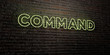 COMMAND -Realistic Neon Sign on Brick Wall background - 3D rendered royalty free stock image. Can be used for online banner ads and direct mailers..