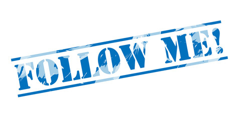 follow me! blue stamp on white background