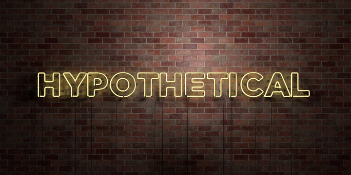 HYPOTHETICAL - fluorescent Neon tube Sign on brickwork - Front view - 3D rendered royalty free stock picture. Can be used for online banner ads and direct mailers..