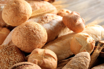 Lot of different bread closeup