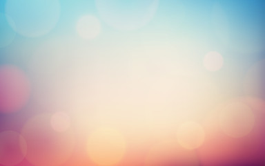 Wall Mural - Abstract Bokeh and lens flare pattern on blue and pink color in vintage filter background (vector)