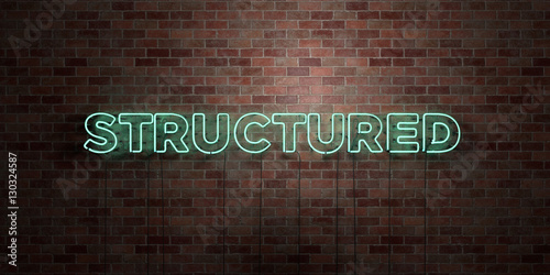Fotografie, Obraz STRUCTURED - fluorescent Neon tube Sign on brickwork - Front view - 3D rendered royalty free stock picture