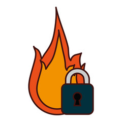 fire flame with safety lock  icon image vector illustration design 