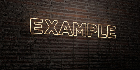 example -realistic neon sign on brick wall background - 3d rendered royalty free stock image. can be