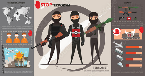 Cuadros en Lienzo STOP Terrorsm info graphic