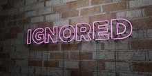 IGNORED - Glowing Neon Sign On Stonework Wall - 3D Rendered Royalty Free Stock Illustration.  Can Be Used For Online Banner Ads And Direct Mailers..