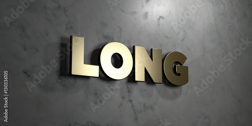 Fényképezés Long - Gold sign mounted on glossy marble wall - 3D rendered royalty free stock illustration