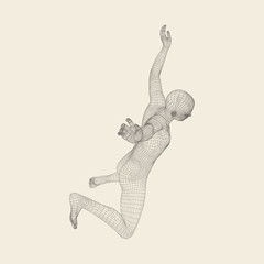 Wall Mural - man falls down from a height. man fall on a jump.