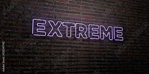 Fotografie, Obraz EXTREME -Realistic Neon Sign on Brick Wall background - 3D rendered royalty free stock image