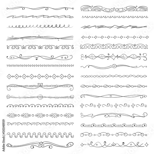 Fotografie, Obraz Whimsical tribal doodle ink pen frame borders vector collection