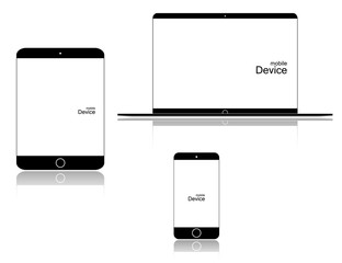 Wall Mural - set realistic laptop tablet and phone vector illustration