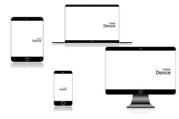 Wall Mural - set realistic monitors laptop tablet and phone vector illustration