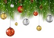 Christmas background with pine cone, ball and fir