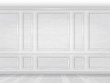 The wall decorated with white wooden panels. Fragment of the classic luxurious interior of the office or living room. Architectural realistic vector background.