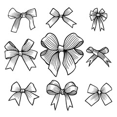 Set of bows, hand drawn