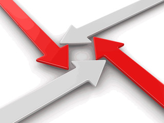 Poster - 3d image of arrows in different directions. Image with clipping path