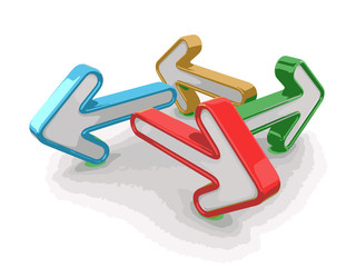 Poster - 3d image of arrows in different directions. Image with clipping path