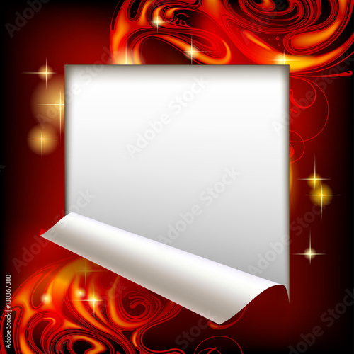Fotografie, Obraz Cut framed paper sheet with red abstract luminous background