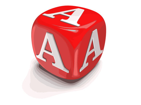 Dices with letter A. Image with clipping path 
