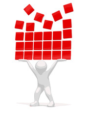 Poster - Man and boxes. Image with clipping path