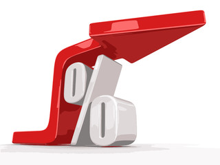 Poster - Percent Symbol with arrow up. Image with clipping path