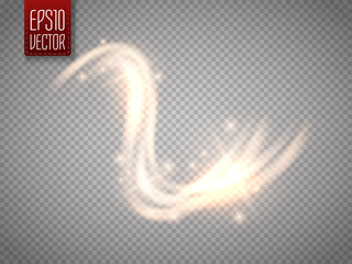 Poster - Magic glow star light effect with golden blur curved lines.