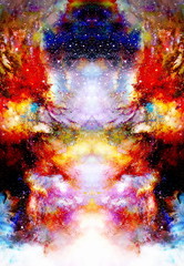 Poster - Cosmic space and stars, cosmic abstract background and glass effect.