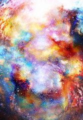Poster - Cosmic space and stars, cosmic abstract background and glass effect.