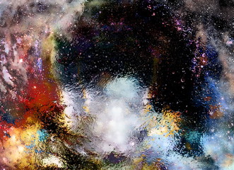 Poster - Cosmic space and stars, cosmic abstract background and glass effect.